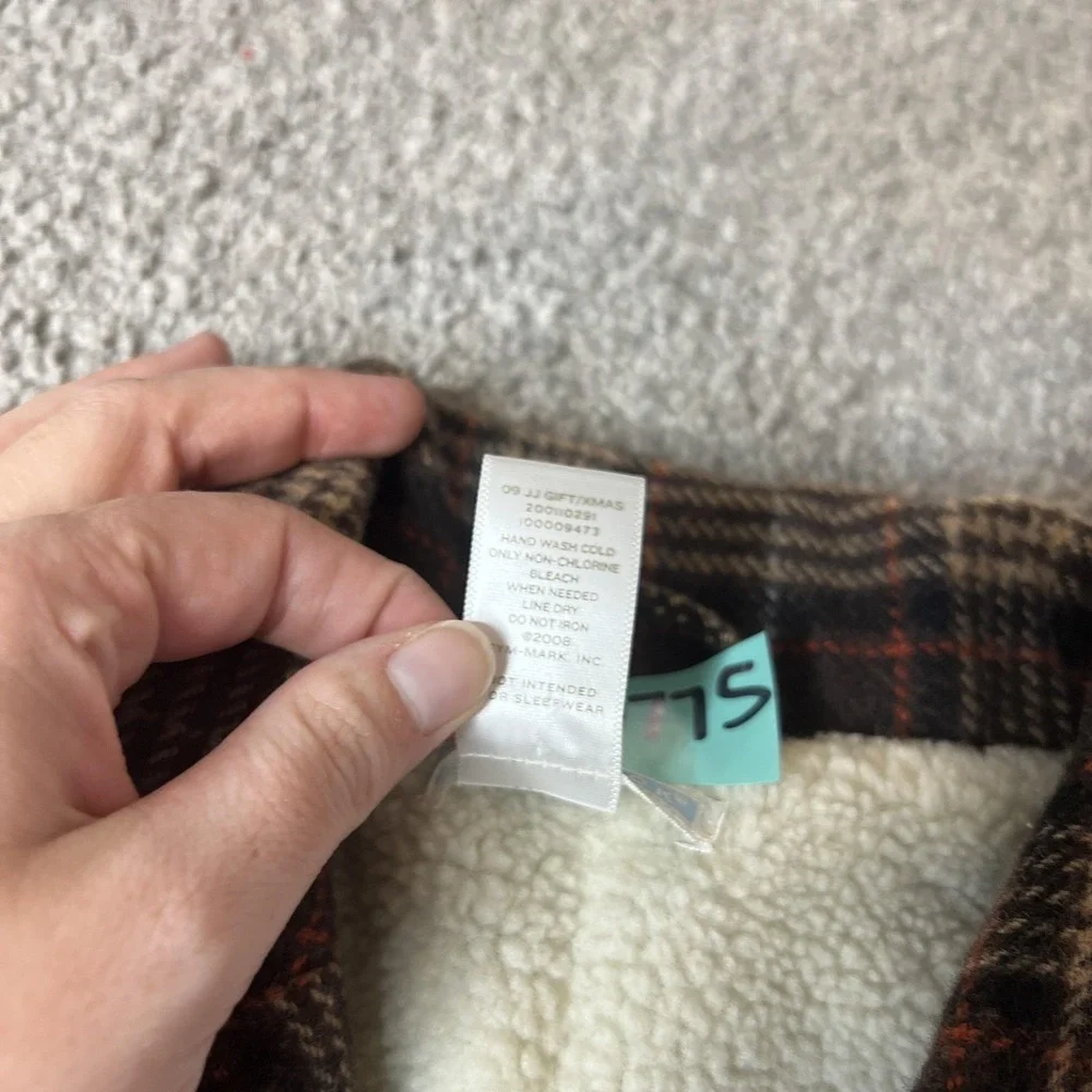 Janie And Jack Pea Coat Kids 4-5 Brown Plaid Wool Faux Fur Lined Winter‎ preppy - Picture 6 of 13